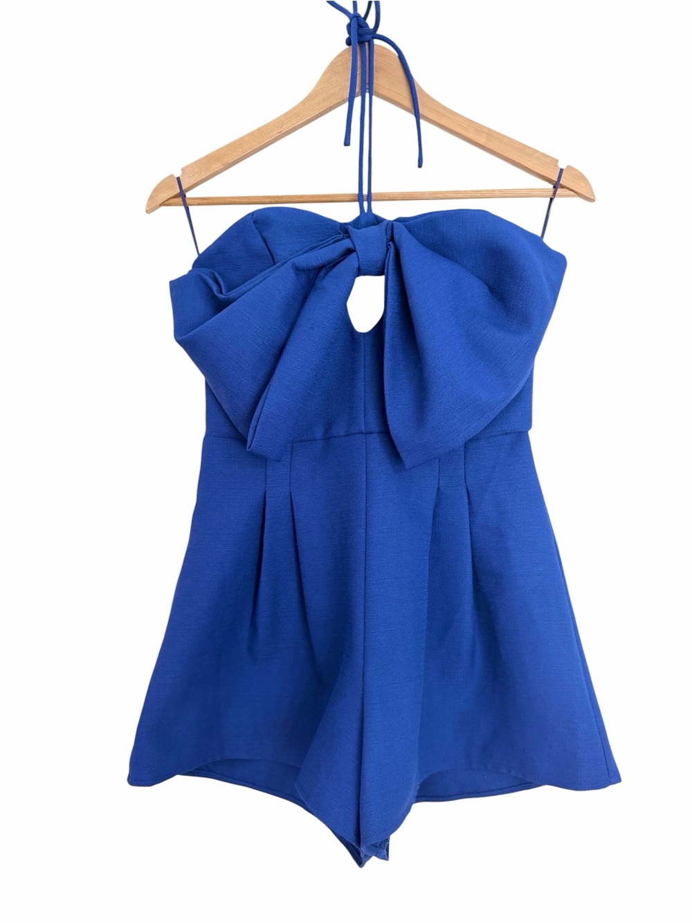 GLAM Royal Blue Strapless Bow Romper Sz S - Picture 5 of 8